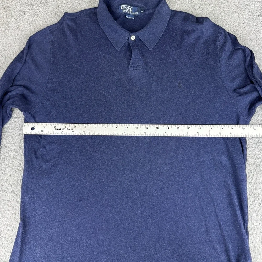 Polo Ralph Lauren Polo Shirt Long Sleeve Blue‎ Soft Thin Mens Large Vintage